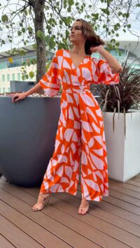 Jumpsuit Estampado Naranja 