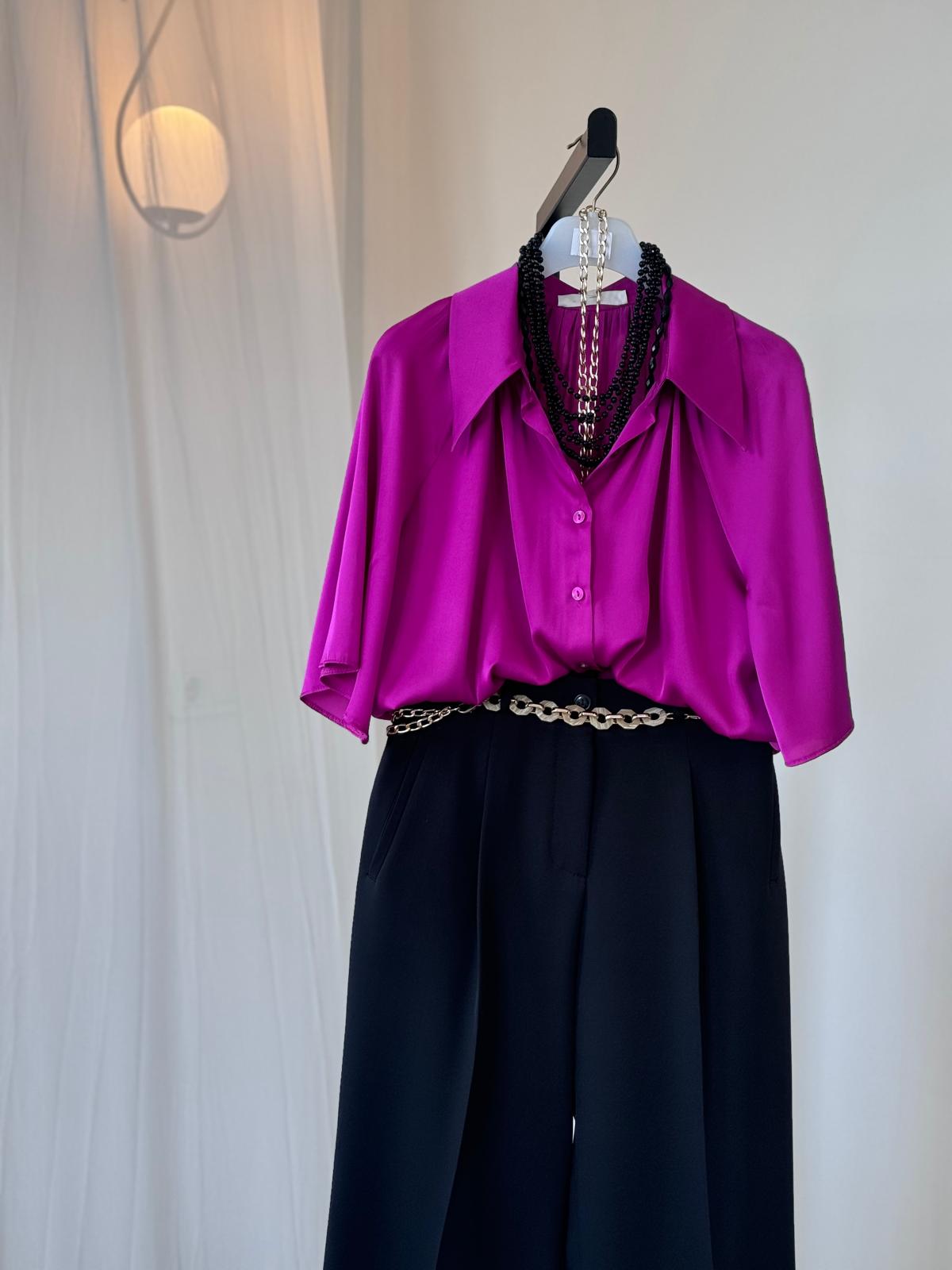 Blusa de Satén Fucsia