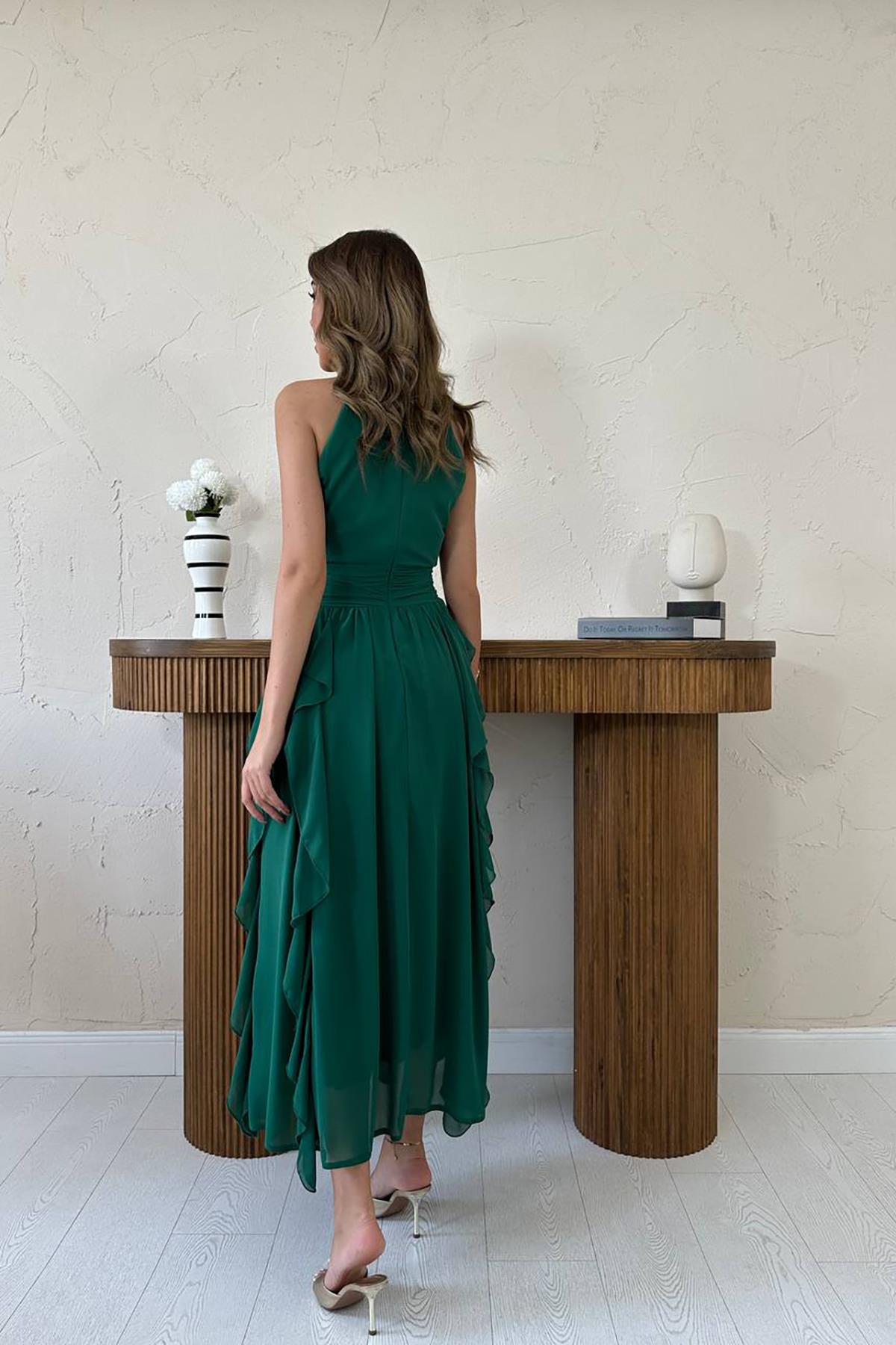 Vestido de fiesta largo verde esmeralda - Imagen 2