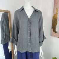 Blusa Gris en Lino Italiano Premium
