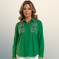 Blusa Verde con bordado sofisticado