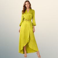 Vestido Midi Cruzado en Verde Lima