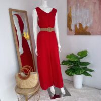 Enterizo Rojo Elegante de Lino Italiano