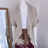 Blusa Kimono Beige de Lino Italiano
