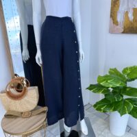 Palazzo Azul Marino en Lino Italiano Premium