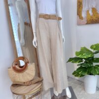 Palazzo beige en lino italiano premium.