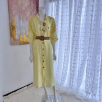 Vestido Camisero de Lino Italiano Premium Amarillo