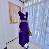 Vestido de Lino Italiano Violeta con Estrella en Lentejuelas