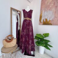 Vestido Morado Estampado (Lino Italiano)