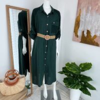Vestido Verde de Lino Italiano (Camisero)