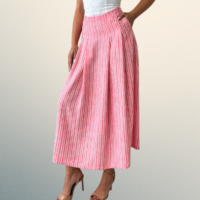 Falda de algodón para mujer estilo midi con diseño a rayas