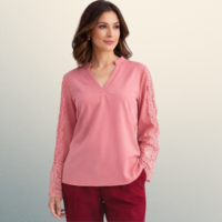 Blusa elegante para mujer con librete en mangas
