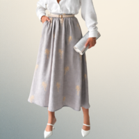 Falda midi para mujer con diseño texturizado y detalles decorativos