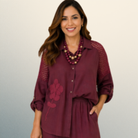 Blusa lino italiano vino