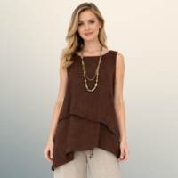Blusa en lino italiano en capas – tono chocolate
