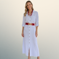 Vestido camisero de lino italiano blanco