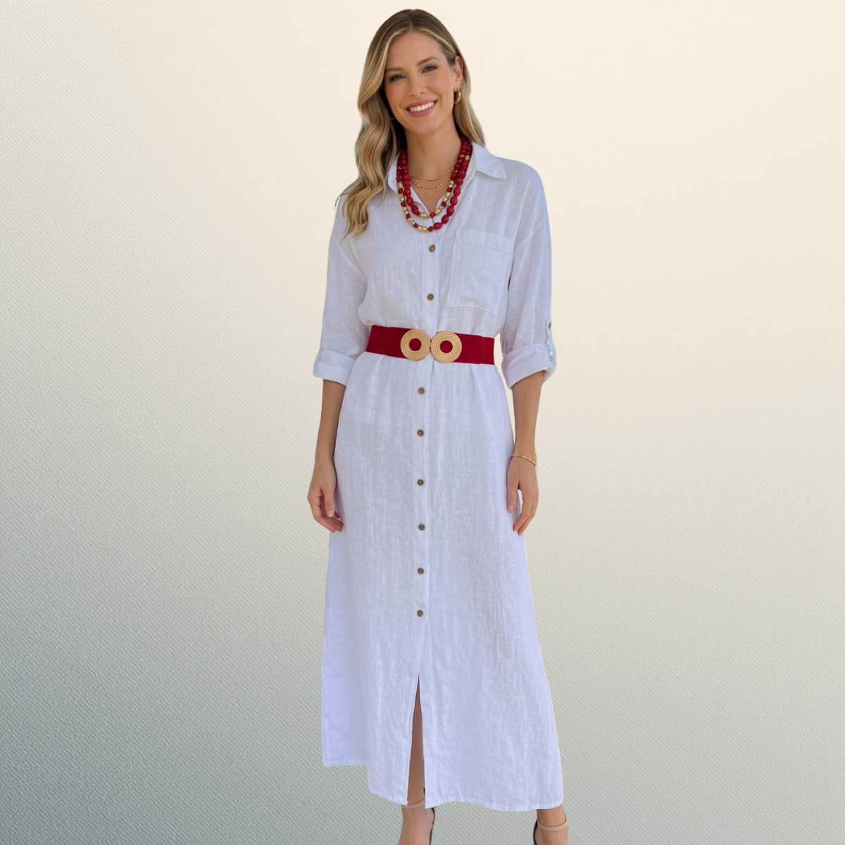 Vestido camisero de lino italiano blanco