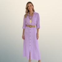 Vestido camisero de lino italiano lila