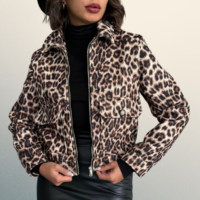 Chaqueta Animal Print Leopardo con Cierre Frontal