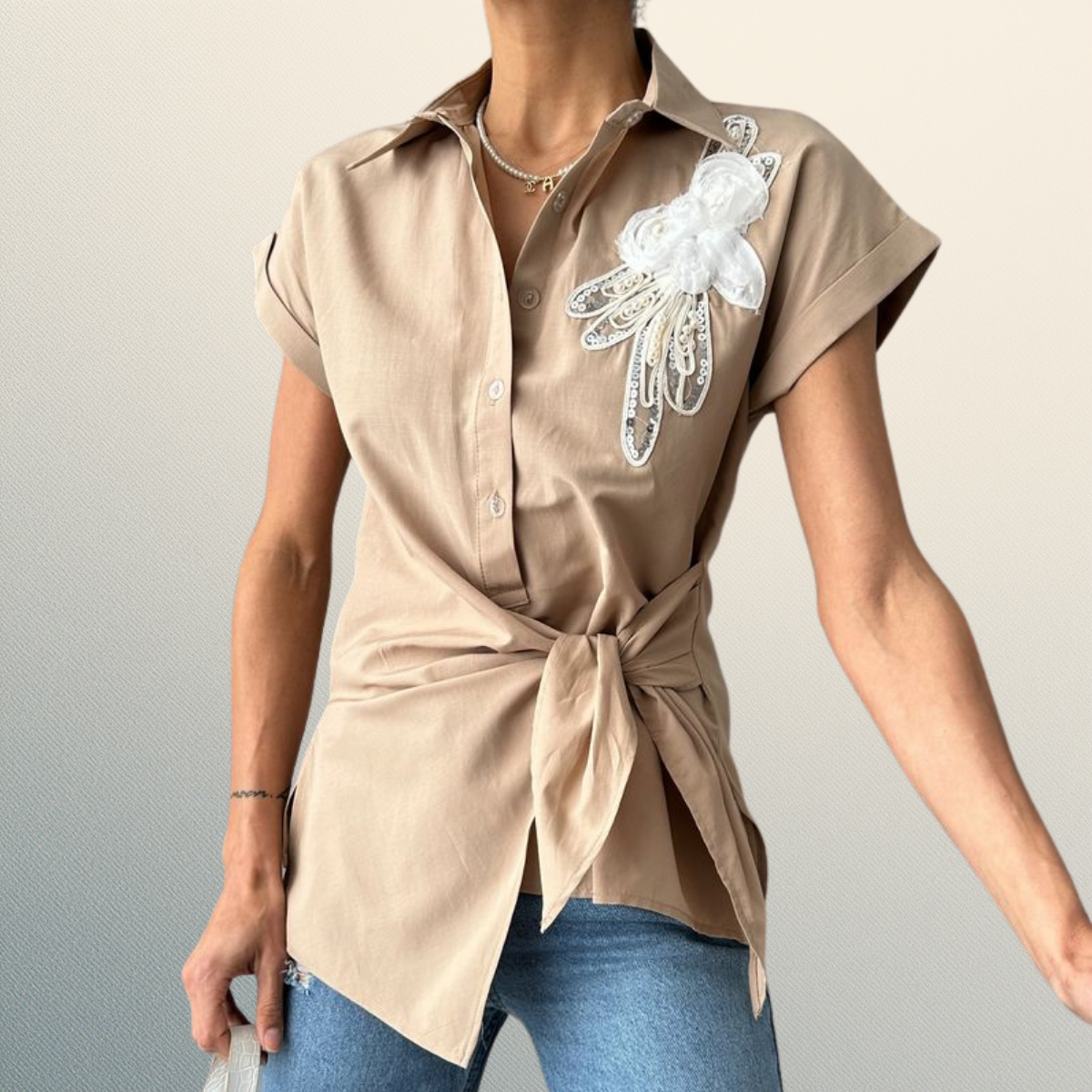Blusa Nude Flor Élite