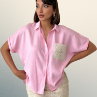 Blusa Rosa Crochet Essence