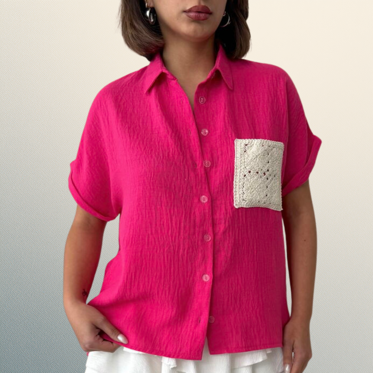 Blusa Fucsia Crochet Chic