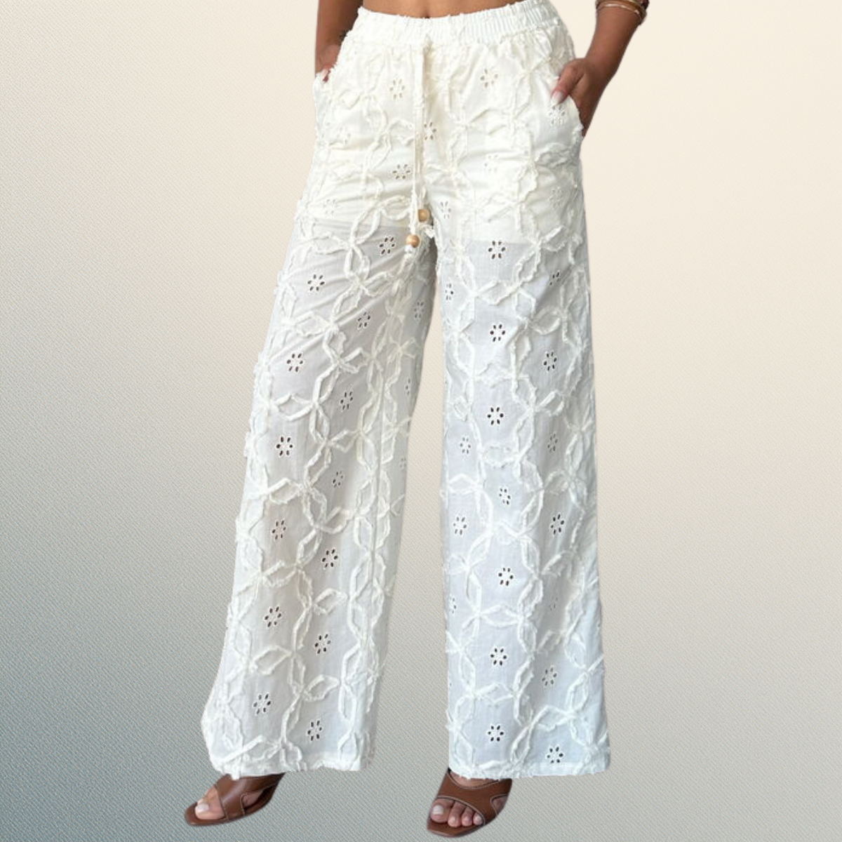 Pantalón Palazzo White Lace