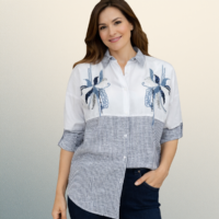 Blusa Blue Blossom Bordada – Diseño Turco