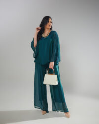 Conjunto de Seda Italiana Verde Esmeralda Elegante