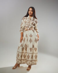 Vestido Largo Beige Estampado  | Estilo Boho Elegante