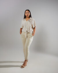 Pantalón de Algodón Italiano Stretch · Marfil