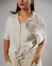 Camisa de Algodón Italiano Texturizada · Arena
