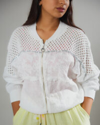 Chaqueta de Lino Italiano con Encaje · Blanco