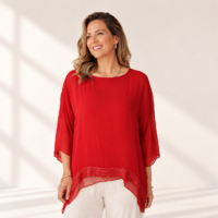 Blusa Elegance roja de seda italiana, ALTIVA Costa Rica