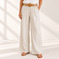 Pantalón palazzo Siena de viscosa beige natural, ALTIVA Costa Rica