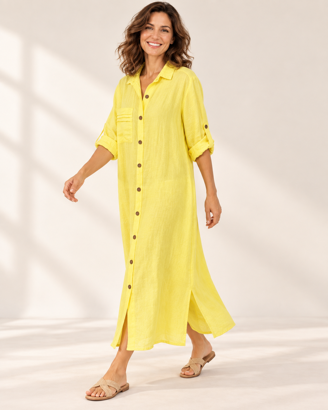 Vestido camisero amarillo, colección ALTIVA Costa Rica
