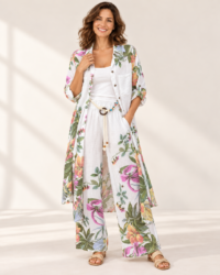Vestido camisero floral blanco, colección ALTIVA Costa Rica