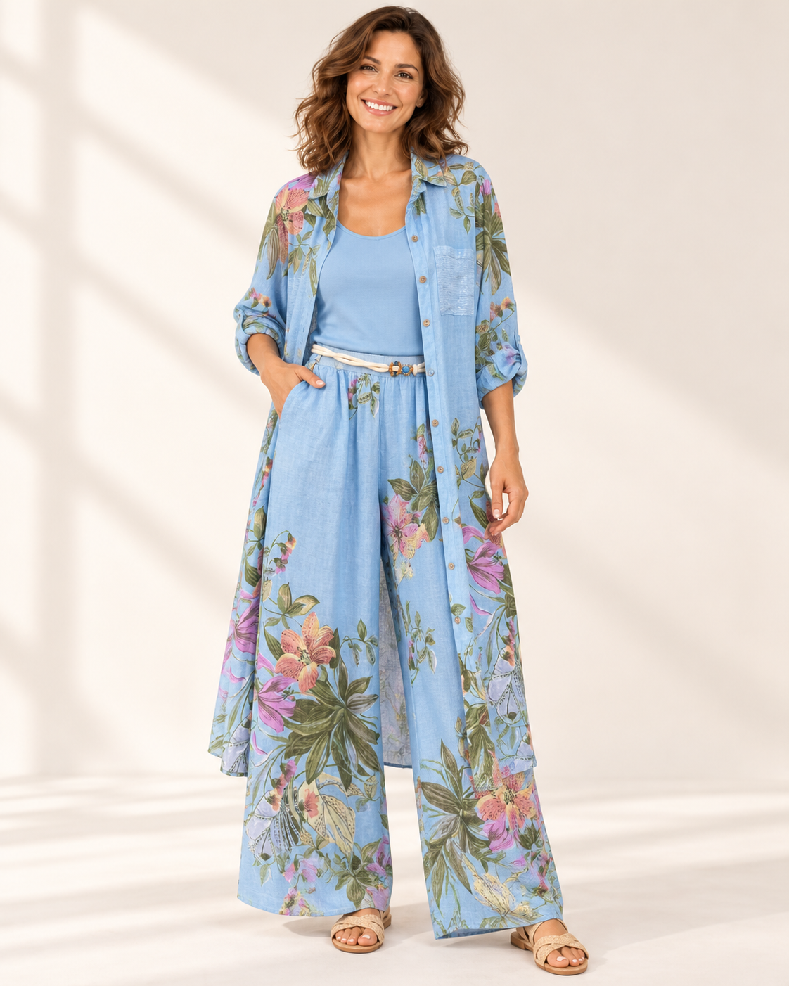 Vestido camisero celeste floral, colección ALTIVA Costa Rica