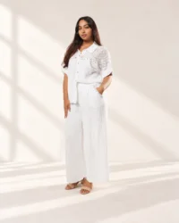 Pantalón Palazzo Blanco de Lino Italiano | Corte Amplio Elegante