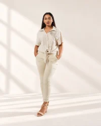 Camisa de Algodón Italiano Texturizada · Arena
